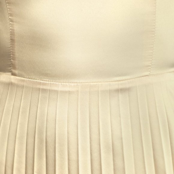 Lulus Champagne Satin Pleated Dress Small - Picture 4 of 5